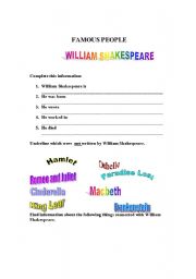 English Worksheet: Famous People