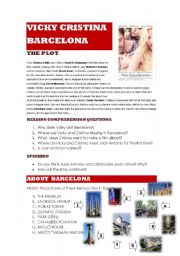 English Worksheet: VICKY CRISTINA BARCELONA: FILM READING COMPREHENSION and BARCELONA SITES MATCH (with answer key)