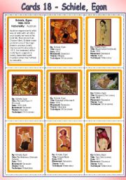 English Worksheet: Cards 18- Schiele, Egon