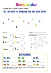 English Worksheet: NUMBERS AND COLOURS