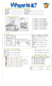 English Worksheet: Where is it? Food and Prepositions. Likes