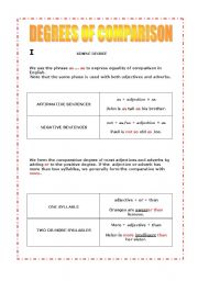 English Worksheet: DEGREES OF COMPARISON - SIMPLE DEGREE