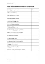 English worksheet: Personal pronouns