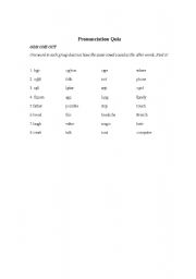 English worksheet: vowel sounds pronunciation quiz