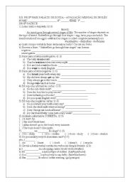 English worksheet: test about Simple Present Tense