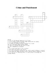 English Worksheet: Crime and Punishment Crossword