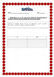 English Worksheet: the indefinite article