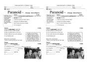 English Worksheet: Paranoid - Jonas Brothers Listening