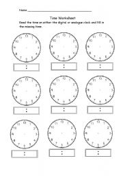 English Worksheet: Time Clocks