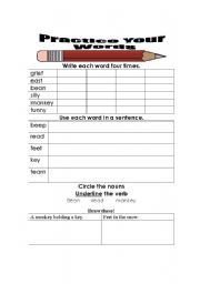 English worksheet: Practice your words