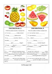 English Worksheet: Fruit Salad Fill-in Activity with Lesson Plan Idea, Song and Bookmarks