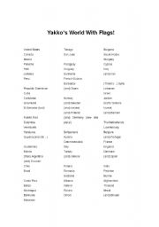 English worksheet: Yakkos World with Flags