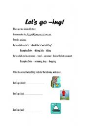 English worksheet: Lets go -ing!