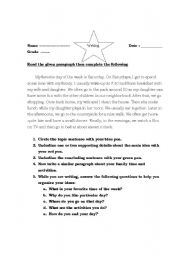 English Worksheet: paragraph practice