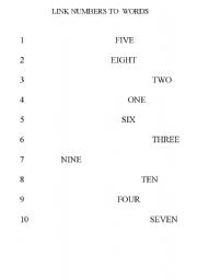 English worksheet: LINK NUMBERS