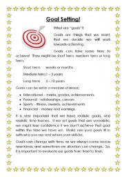English Worksheet: Goal Setting Activity - Letter Writing