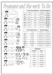 English Worksheet: Personal Pronouns and the Verb To Be  PRINTER FRIENDLY BLACK AND WHITE