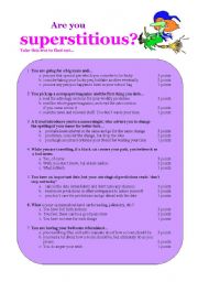 English Worksheet: Are you superstitious?