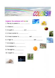 English worksheet: Colors