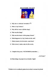 English Worksheet: Bonfire Night