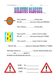 English worksheet: relative clauses