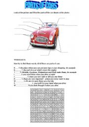 English Worksheet: PARTS OF CARS