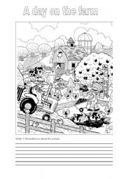 English Worksheet: farm - writing a story / writing about the picture