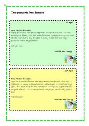 English Worksheet: Two postcards from Istanbul