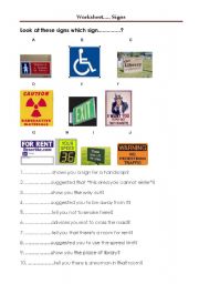 English Worksheet: Signs