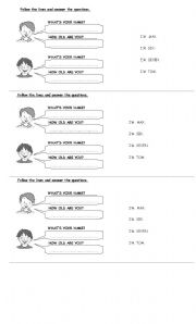 English worksheet: name and age