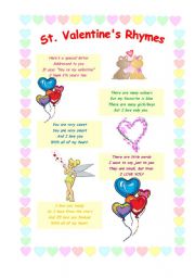 English Worksheet: St. Valentines Rhymes