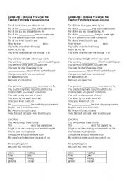 English Worksheet: song past tense