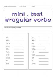 English worksheet: Mini-test IRREGULAR VERB