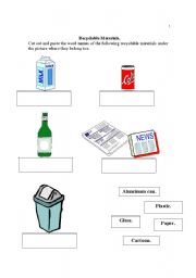 English Worksheet: Recyclable Materials