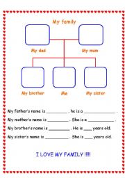 English Worksheet: my family tree