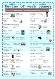 English Worksheet: Review of verb tenses