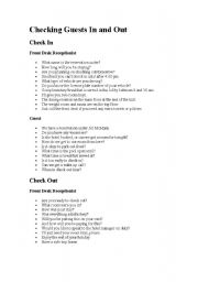 English Worksheet: Checking Guests in and out