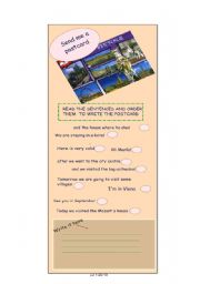 English Worksheet: Send me a postcard