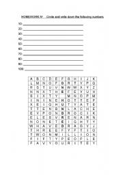 English Worksheet: WORD SEARCH: NUMBERS