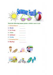 English worksheet: Summer Words Matching