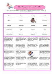 English Worksheet: Find the appropriate emotions I 