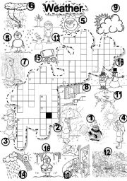 English Worksheet: WEATHER CRISS CROSS PUZZLE