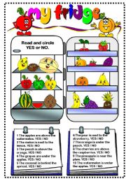 English Worksheet: My fridge (fruit)