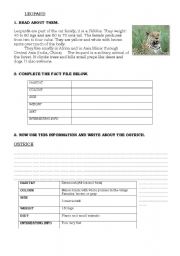 English worksheet: animals fact file 
