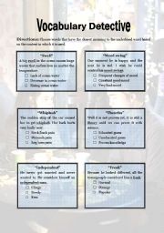 English Worksheet: Vocabulary Detective3 (third 15 min of Twilight movie)