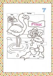 English Worksheet: Color cards for painting PINK