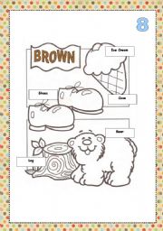 English Worksheet: Color cards for painting BROWN