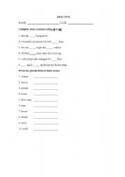English worksheet: Articles and Nouns Practice