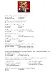 English Worksheet: High School Musical