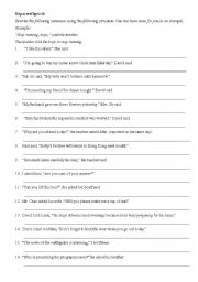 English Worksheet: Reported Speech